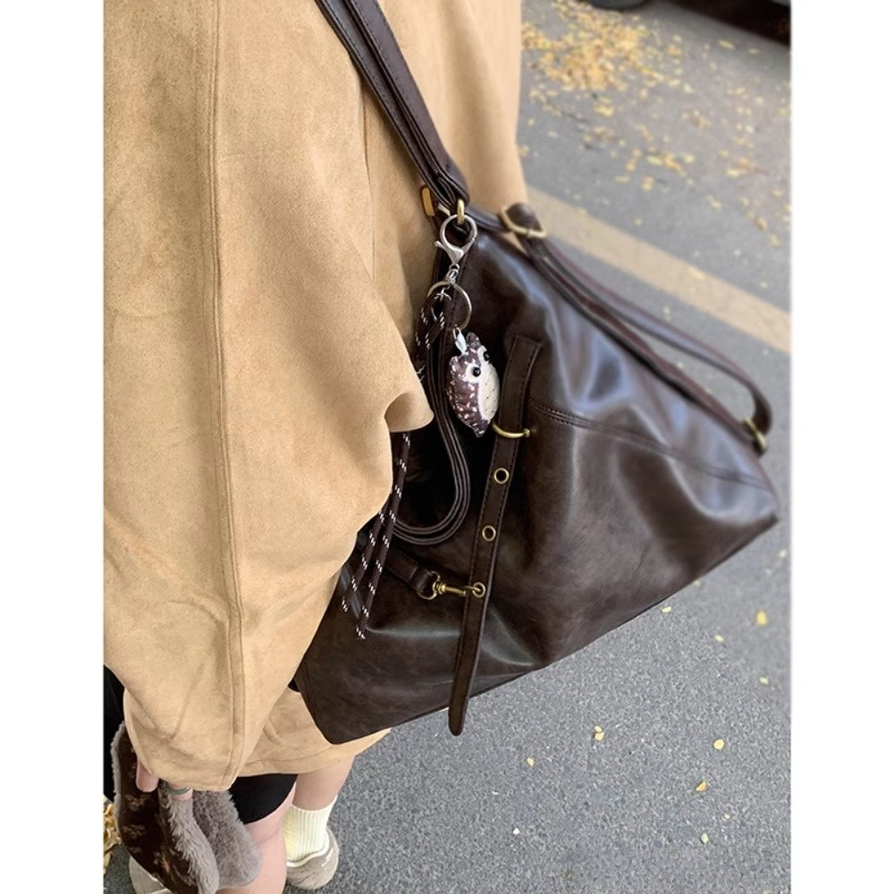 Faux Leather Shoulder Bag with Strap for Women - Chiara