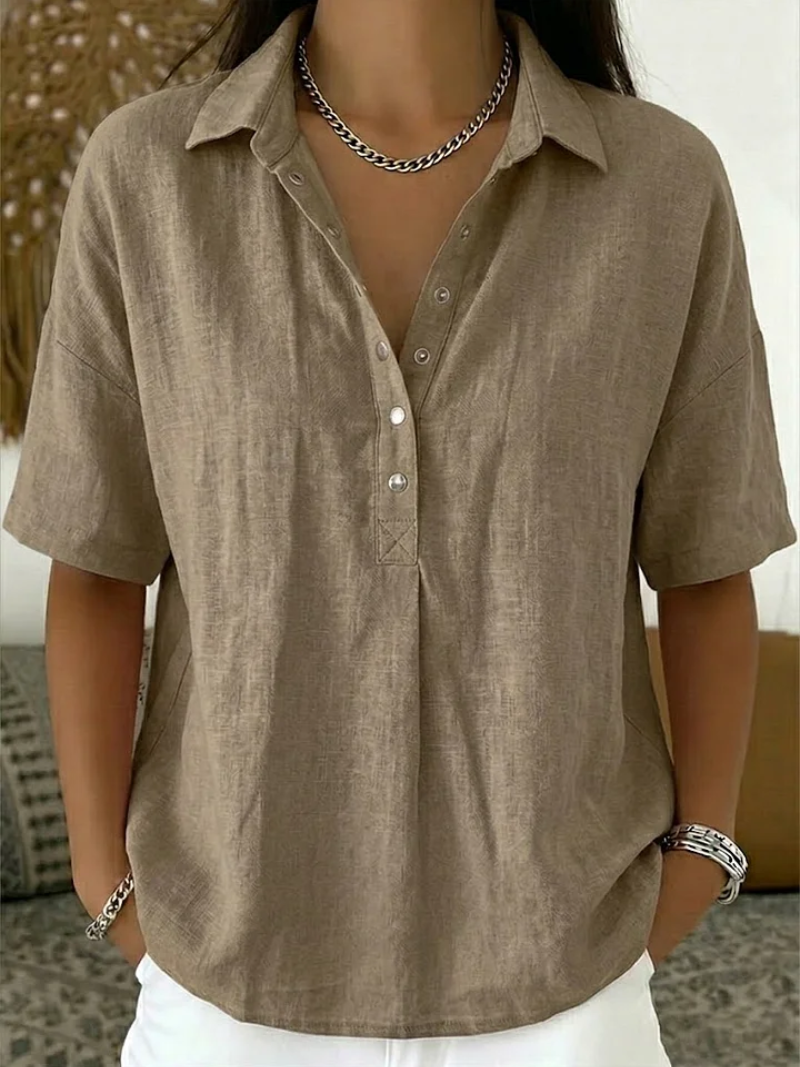 Women's Summer Button-Down Collar Blouse | Loose Fit