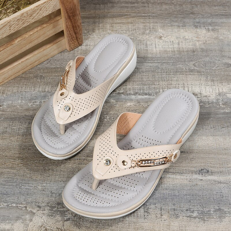 Women's Summer Beach Wedge Thong Slippers | Platform