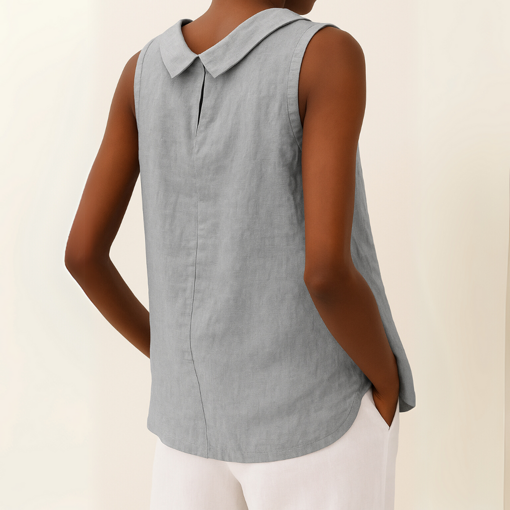 Women's Casual Sleeveless Top | with Roll Collar