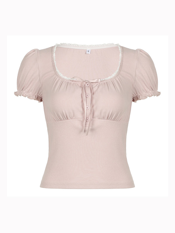 Pink Vintage Casual Short Sleeve Tee