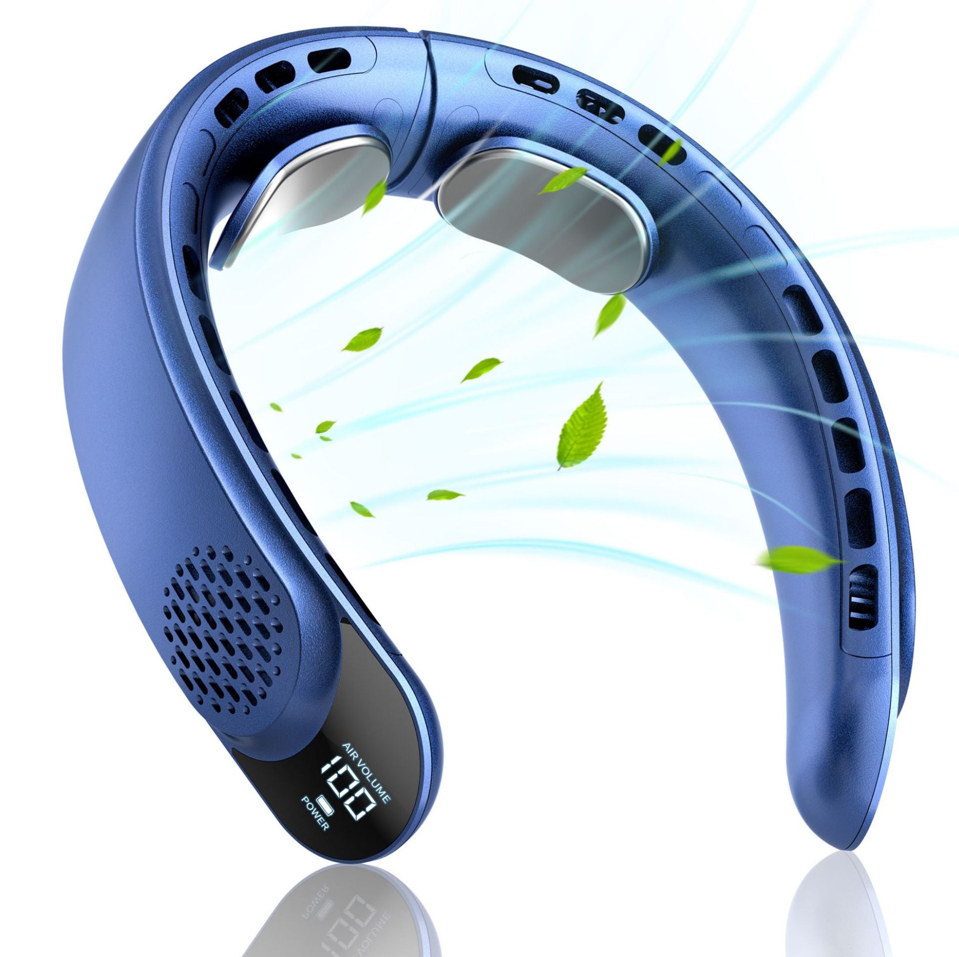 Portable Rechargeable Neck Fan with Digital Display for Cooling