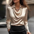 Women's Business Casual Cowl Neck Blouse | Long Sleeve