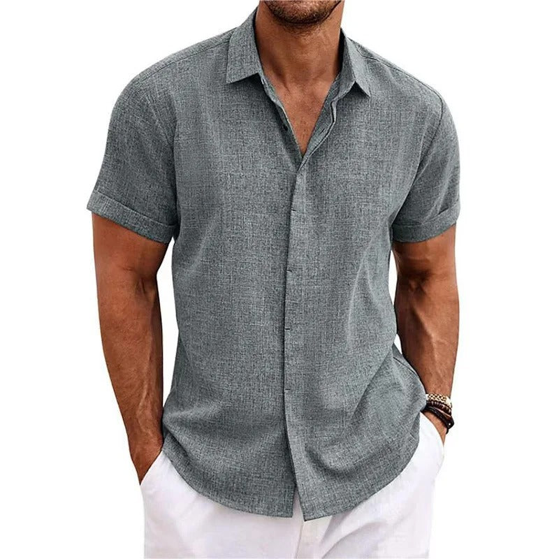 Men's Short Sleeve Beach Polo Shirt with Button Closure