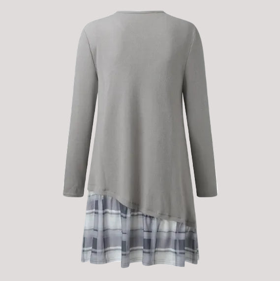 Checkered Long Sleeve Midi Dress for Women