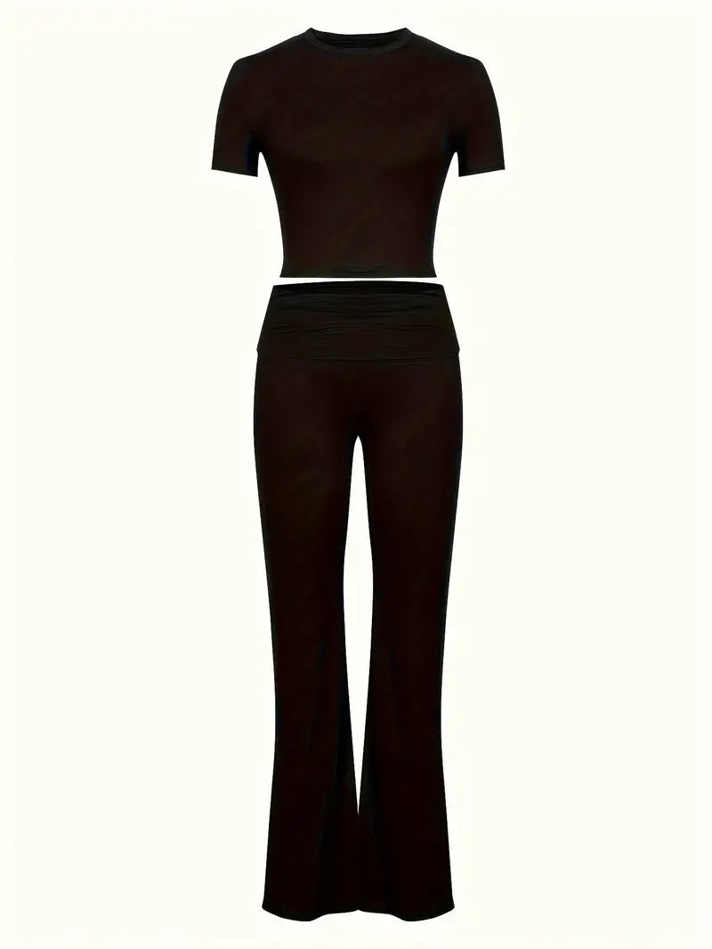 Black Retro Sports Two Piece Set