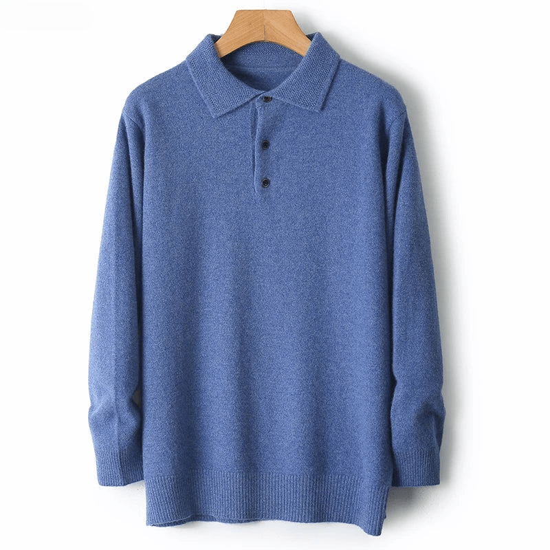 Men's Casual Knitted Polo Sweater | Long Sleeve