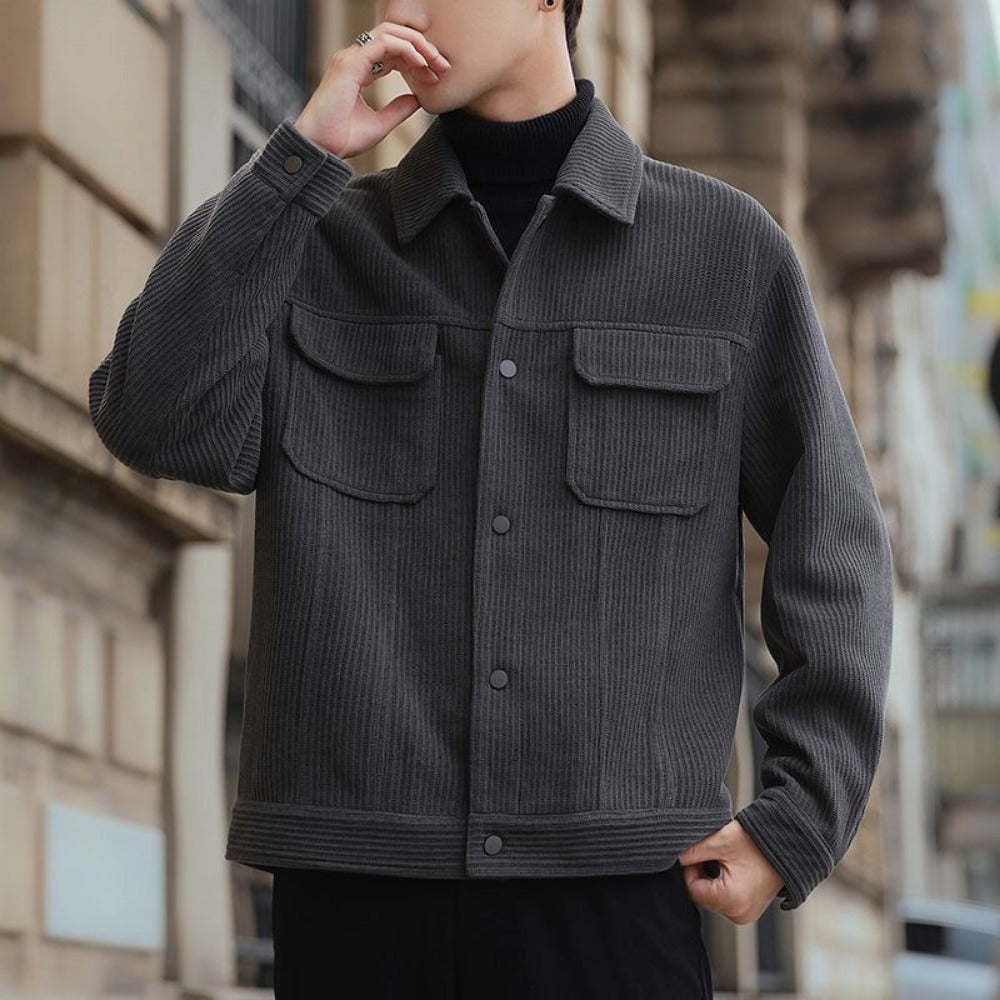 Corduroy Fleece Shirt Jacket with Pockets for Men - Ludovica