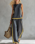 Women's 2-Piece Summer Outfit | Sleeveless Top and Wide-Leg Pants Set