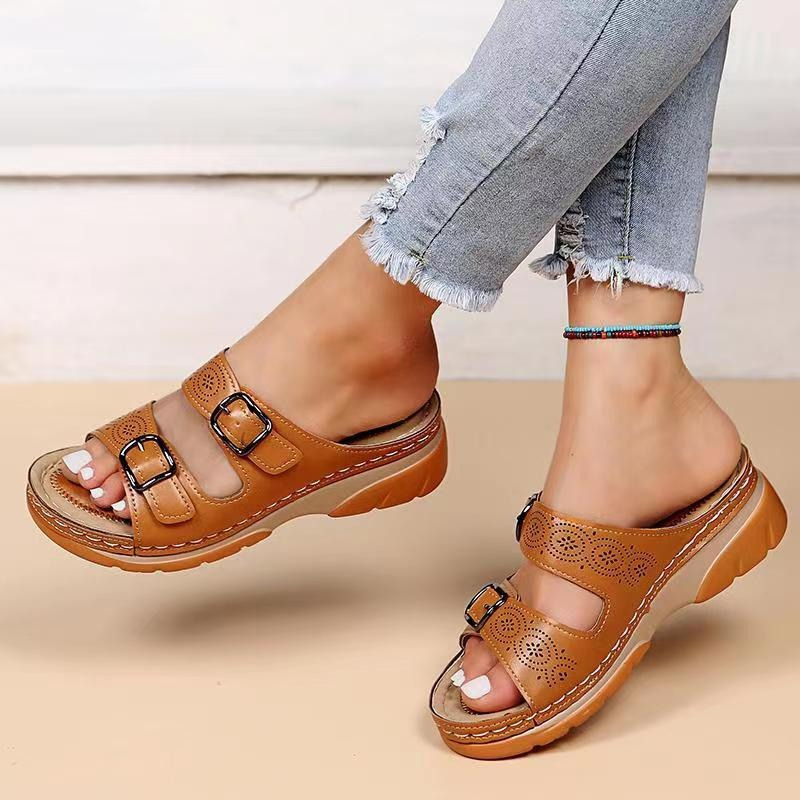 Adjustable Buckle Casual Wedge Sandals for Women