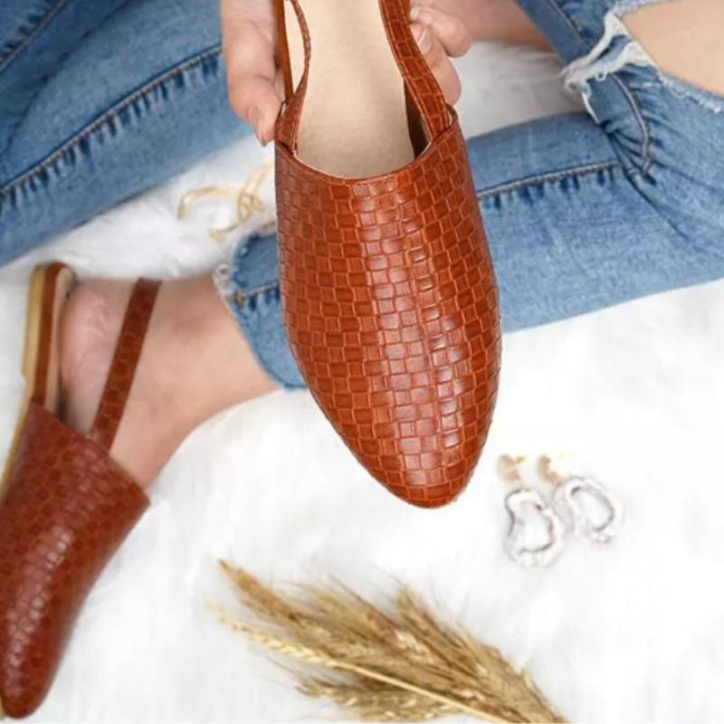Women's Closed Toe Woven Slingback Flats | Pointed Toe