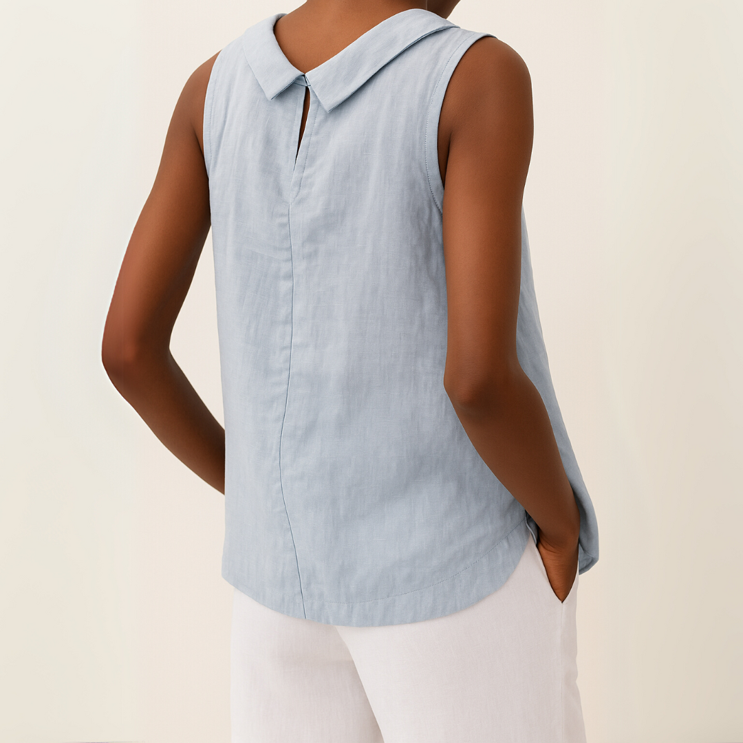 Women's Casual Sleeveless Top | with Roll Collar
