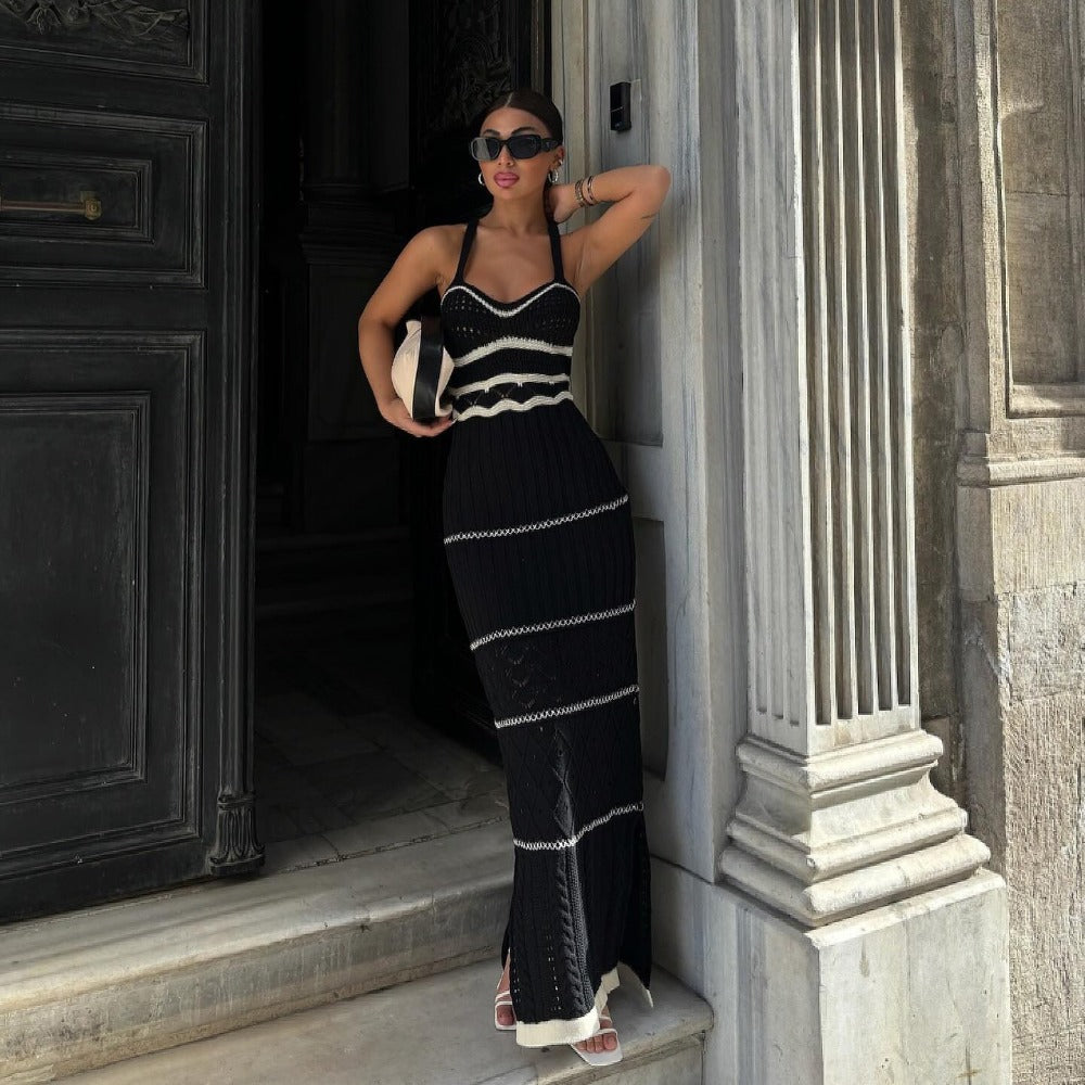Knitted Maxi Dress with Side Slit for Women - Margherita
