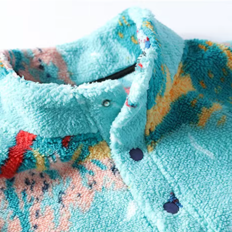 Men's Cozy Abstract Print Outdoor Jacket | Stand-Up Collar