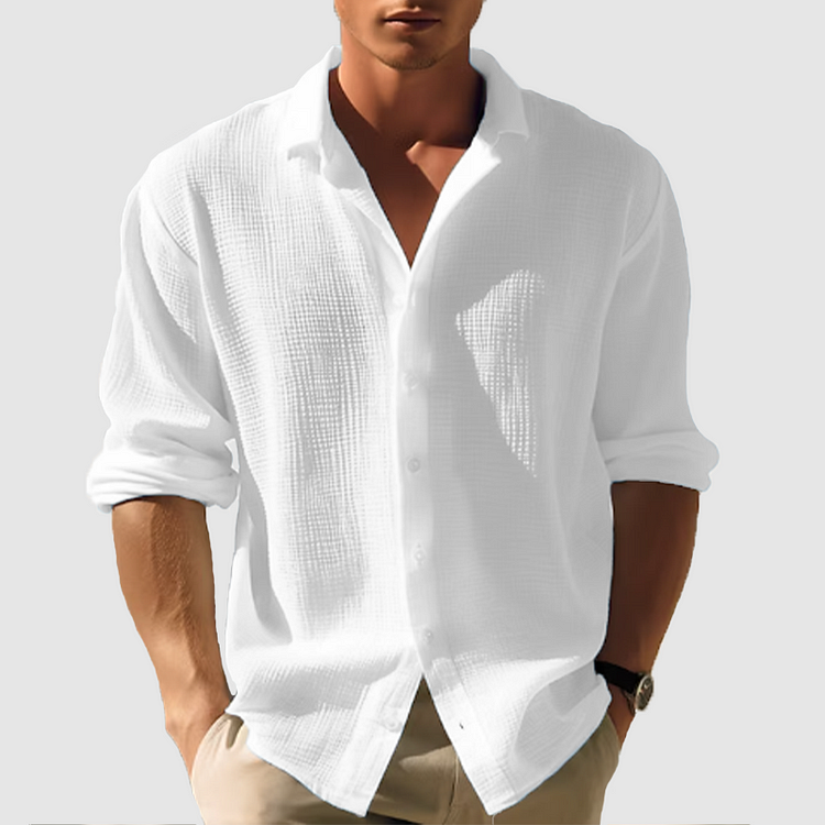 Men's Long Sleeve Waffle Knit Shirt | Casual Wear