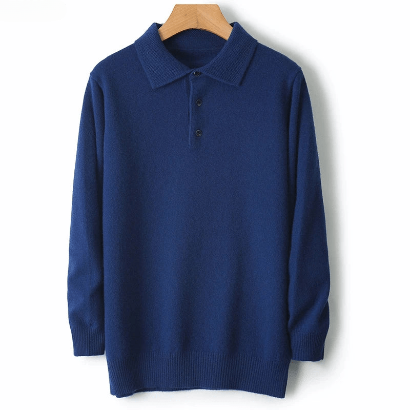 Men's Casual Knitted Polo Sweater | Long Sleeve