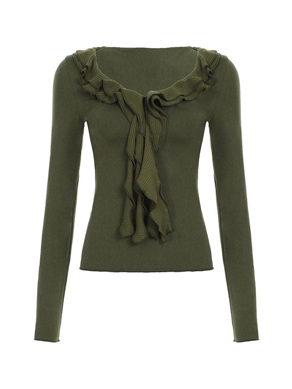 Green Vintage Mesh Long Sleeve Tee