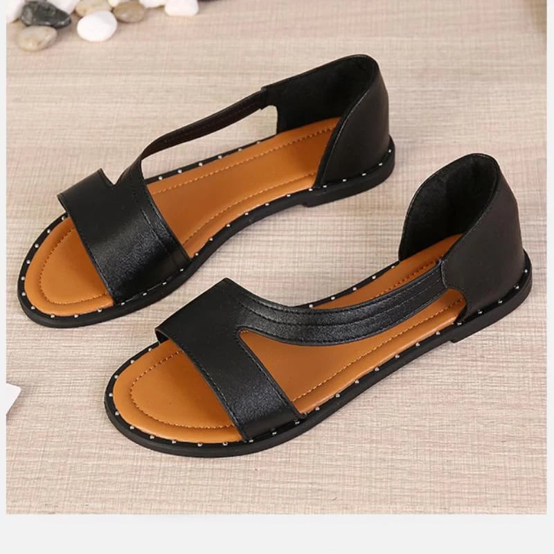 Women's Open Toe Flat Summer Sandals | with Asymmetric Strap