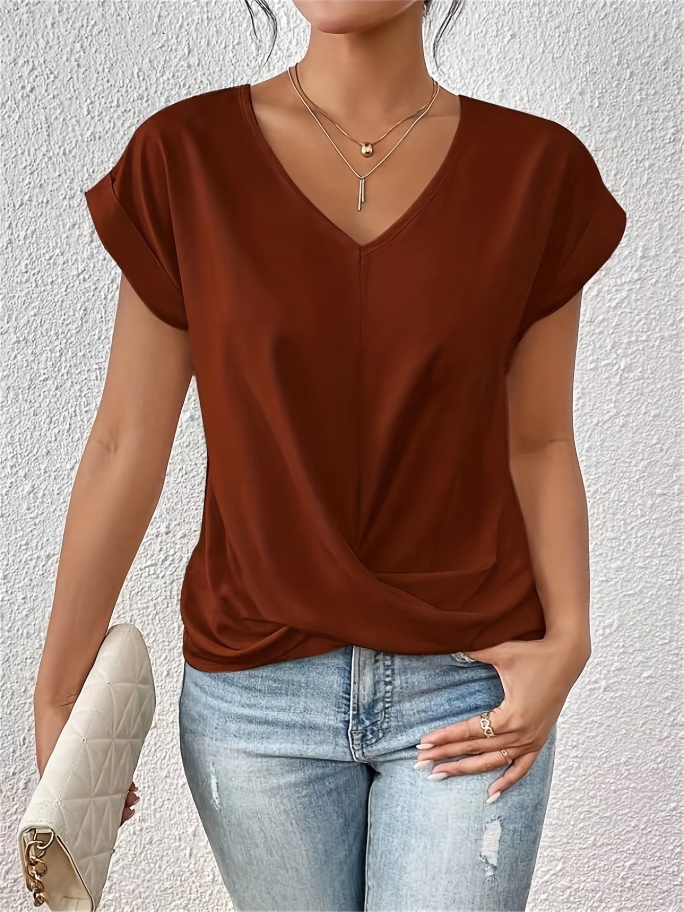 Women's Short Sleeve Casual V-Neck T-Shirt