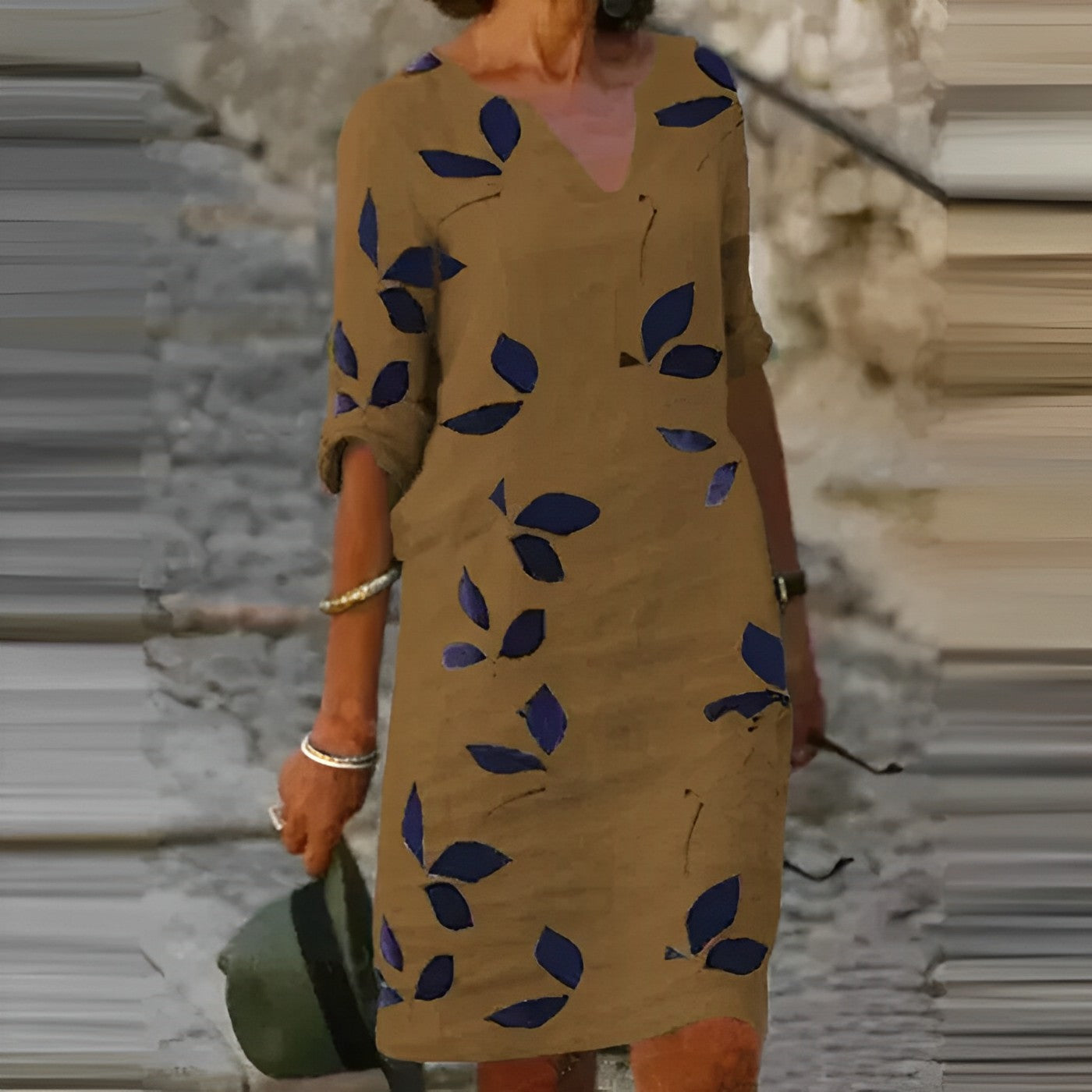 Women's Casual Leaf Print Mini Summer Dress