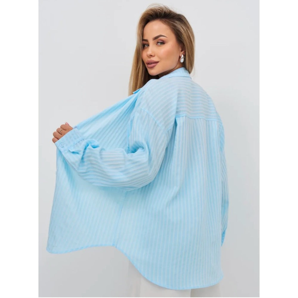 Striped Button Up Shirt with Long Sleeves for Women - Ilaria