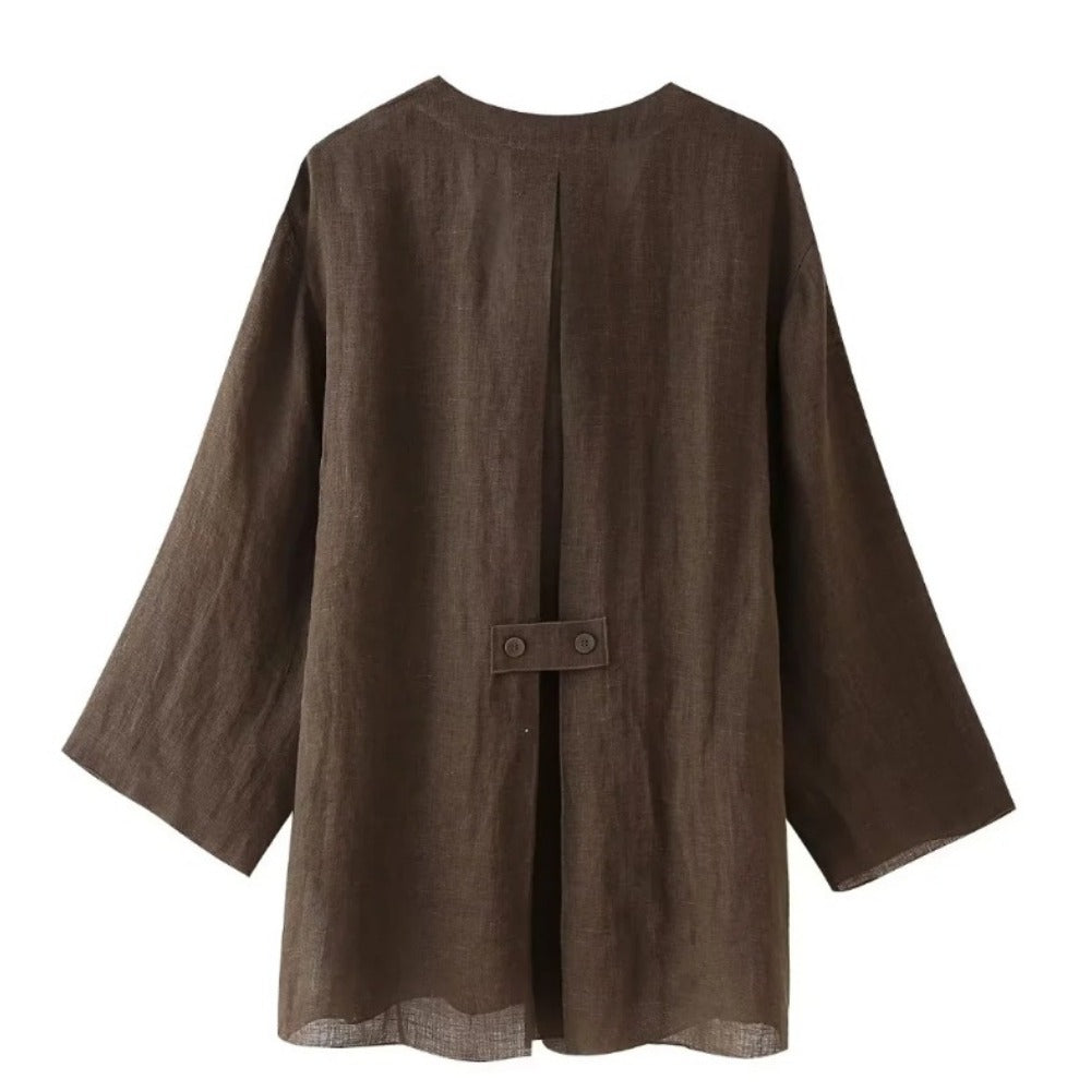 Long Sleeve Wrap Top and Wide Leg Pants for Women - Mirella