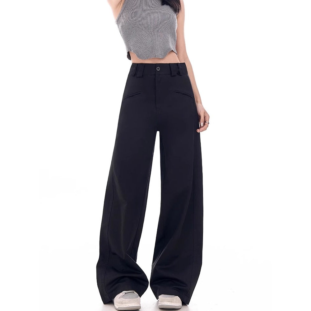 Black Wide Leg High Waist Pants for Women - Matilde