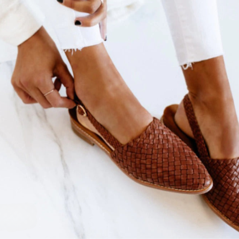 Women's Closed Toe Woven Slingback Flats | Pointed Toe