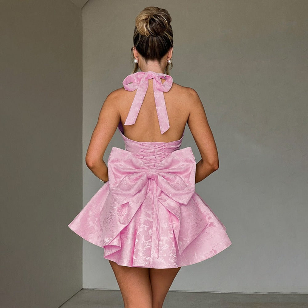 Halter Mini Dress with Flared Skirt for Women - Nives