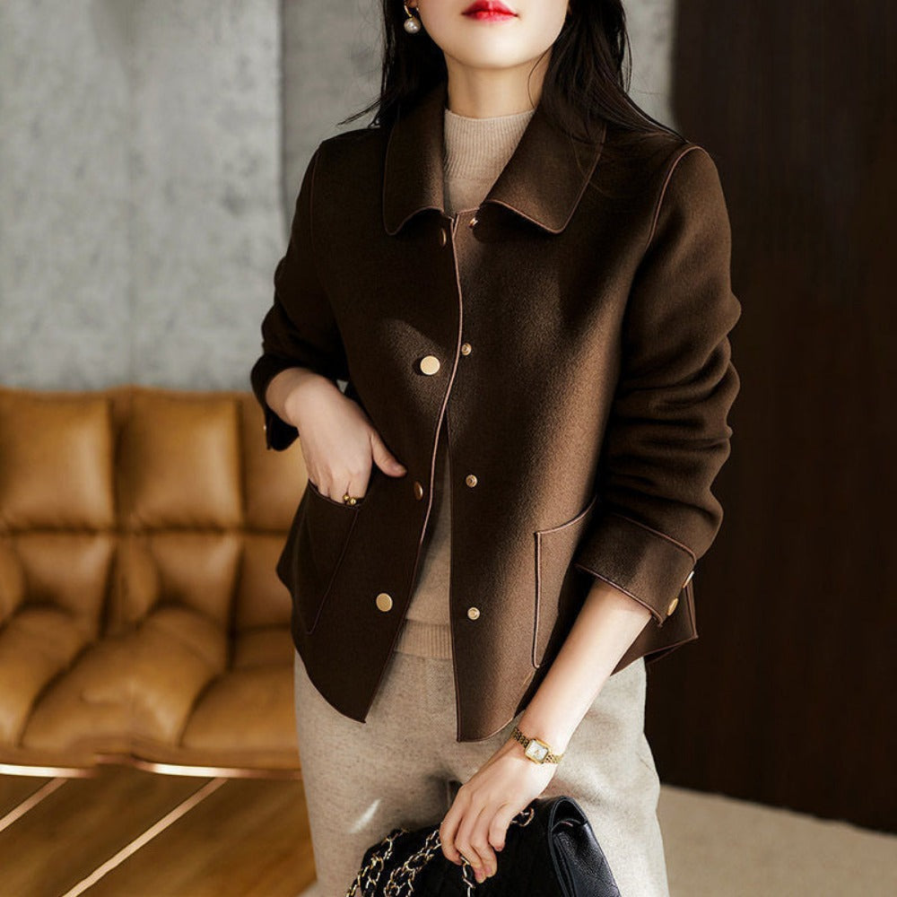 Button Up Short Jacket with Pockets for Women - Daniela