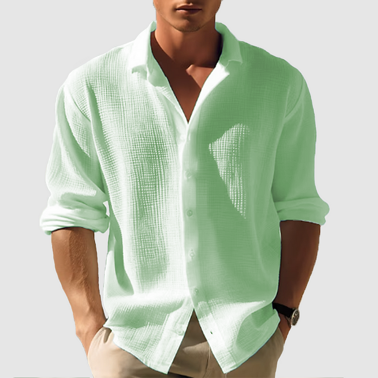 Men's Long Sleeve Waffle Knit Shirt | Casual Wear