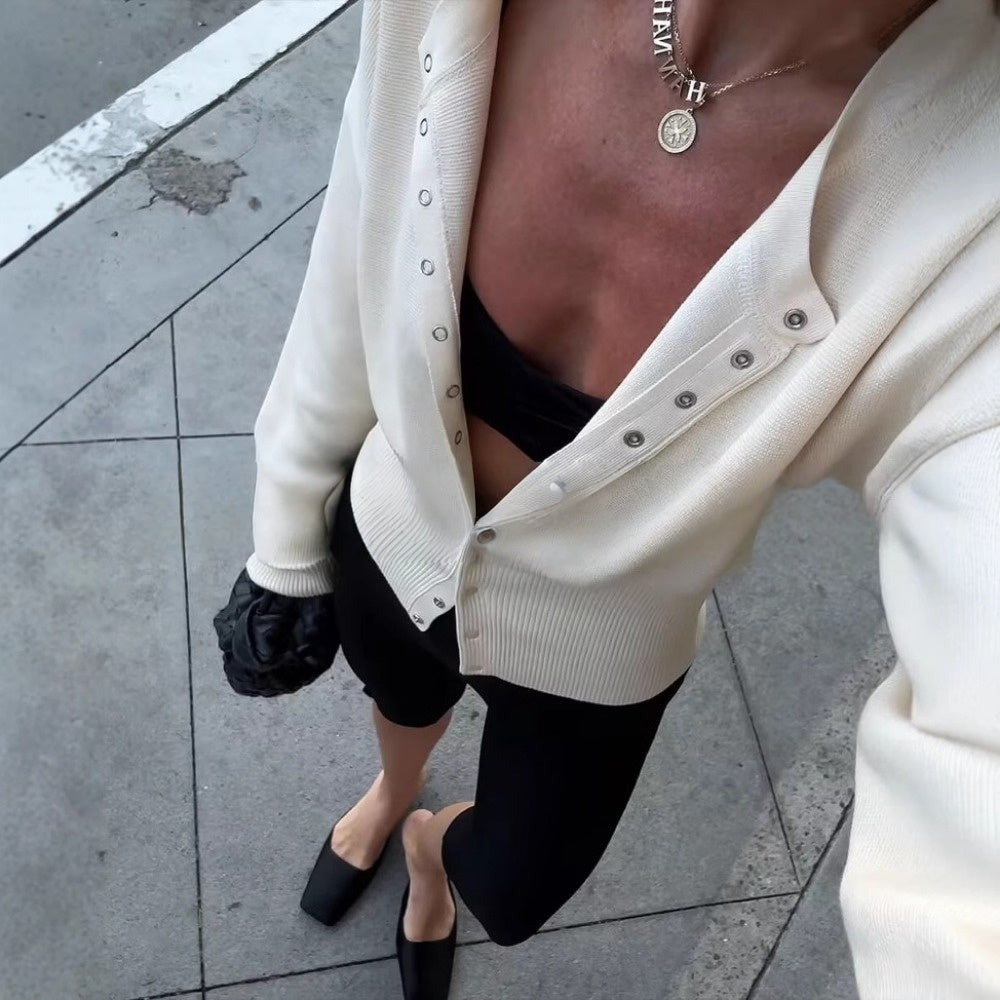 Knit Button Down Cardigan with Long Sleeves for Women - Claudia