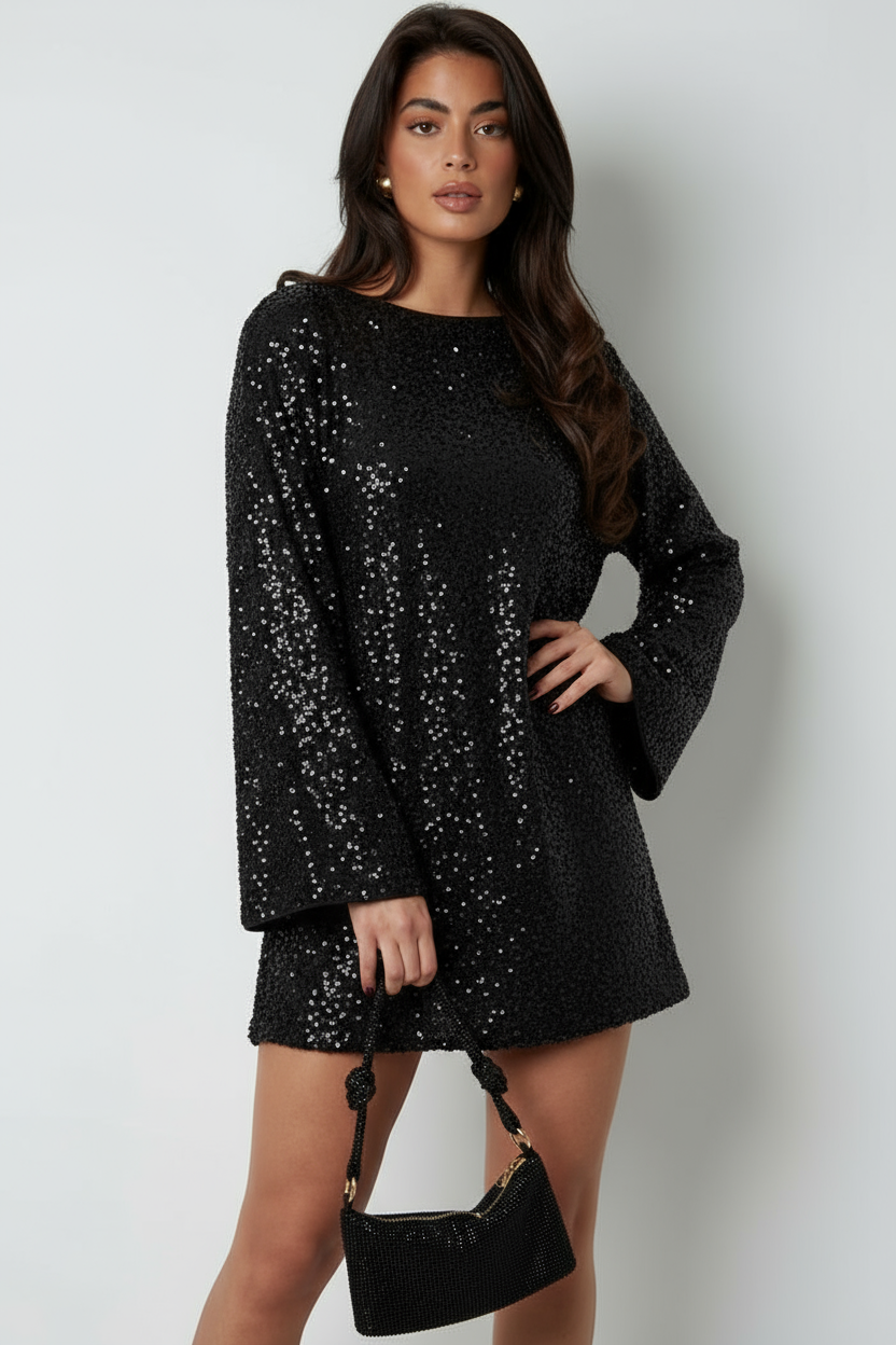 Women's Mini Long Sleeve Wedding Guest Dress with Bow Details