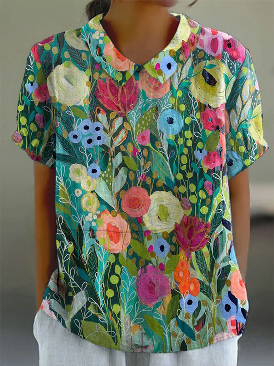 Women's Floral Print Blouse | Short Sleeve