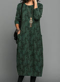 Floral Round Neck Midi Dress for Women | Long Sleeves