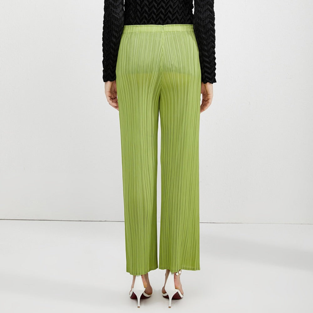Pleated Wide Leg Pants with Elastic Waist for Women - Benedetta