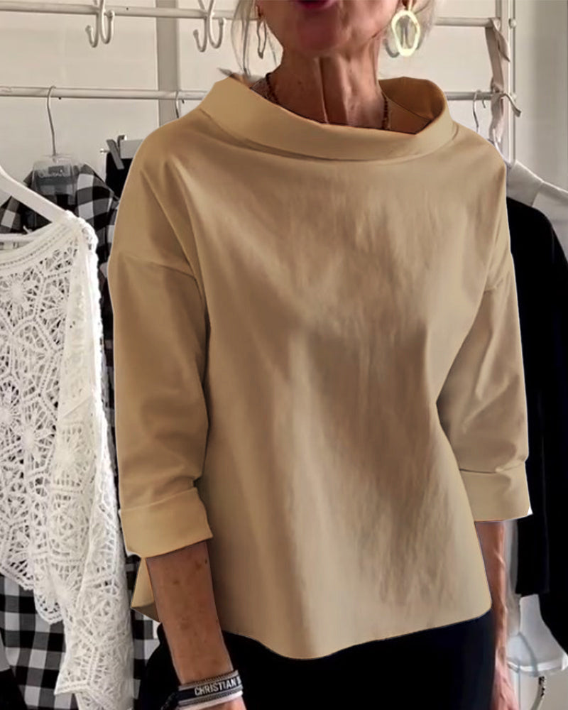 Casual Waterfall Neck Blouse for Women | 3/4 Sleeves