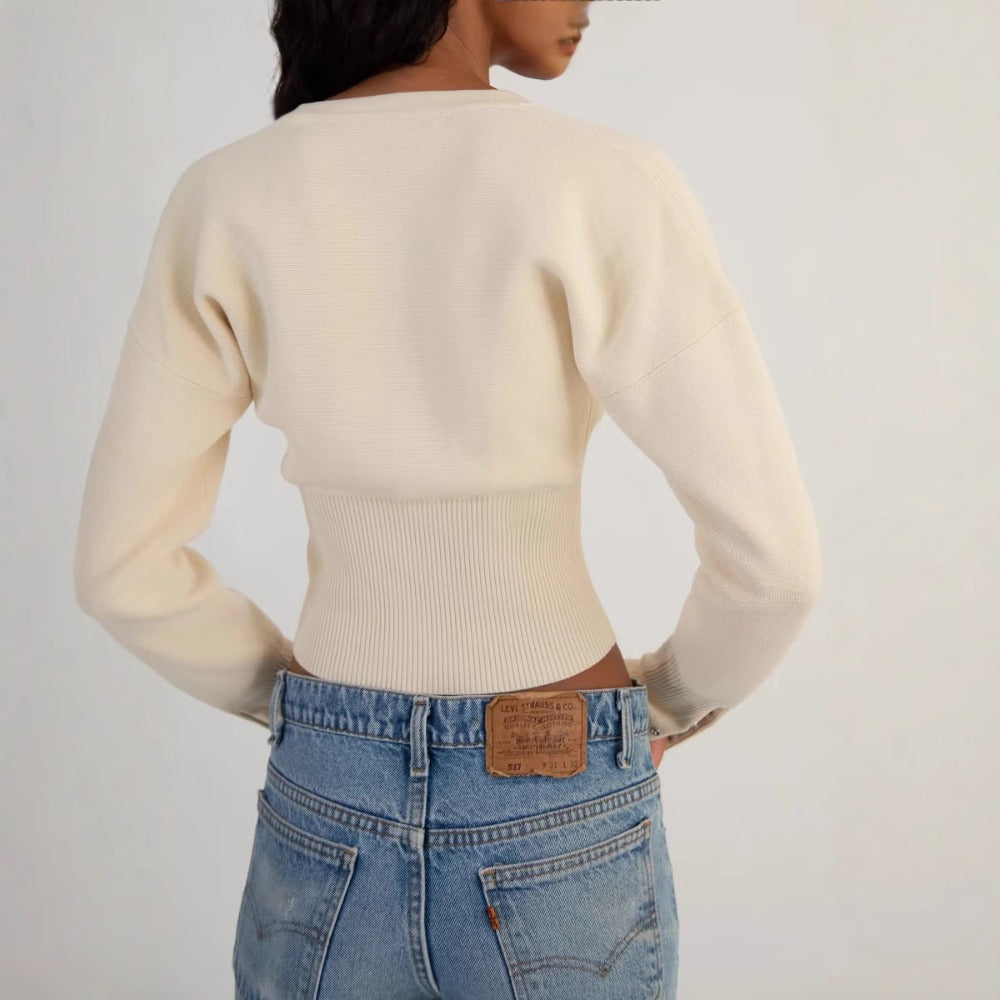 Knit Button Down Cardigan with Long Sleeves for Women - Claudia