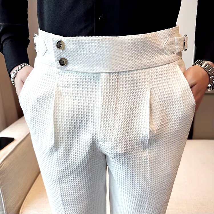 Men's High-Waisted Formal Pants | Slim Fit