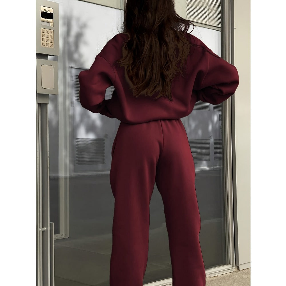 Half Zip Sweatshirt and Jogger Set for Women - Stefania