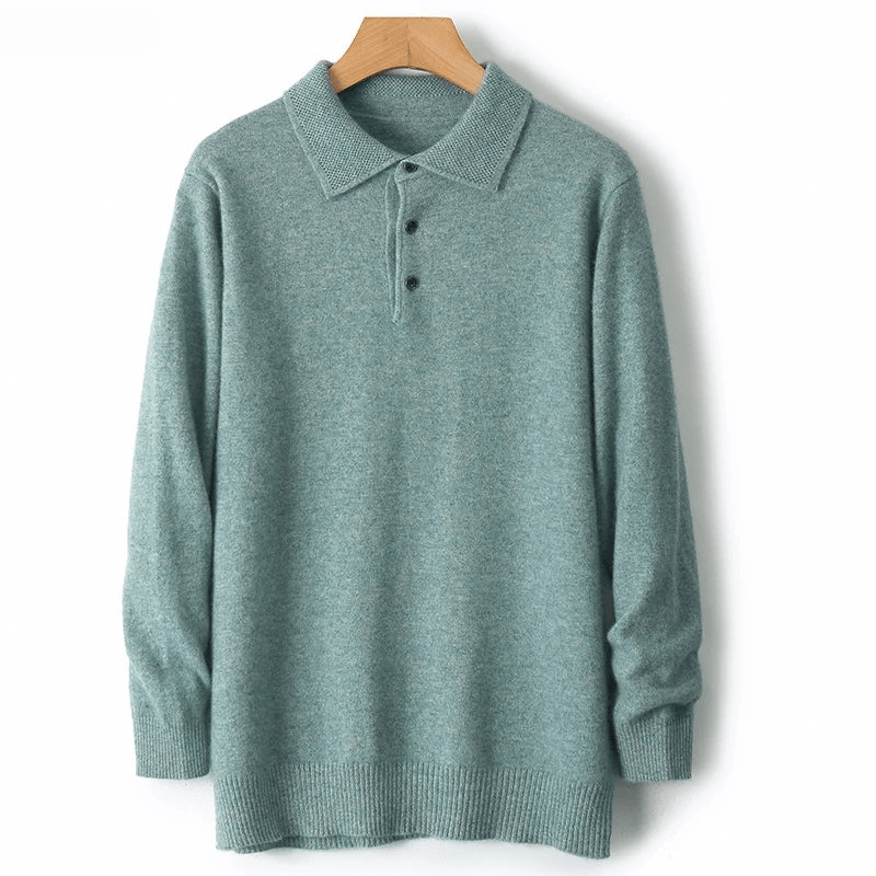Men's Casual Knitted Polo Sweater | Long Sleeve