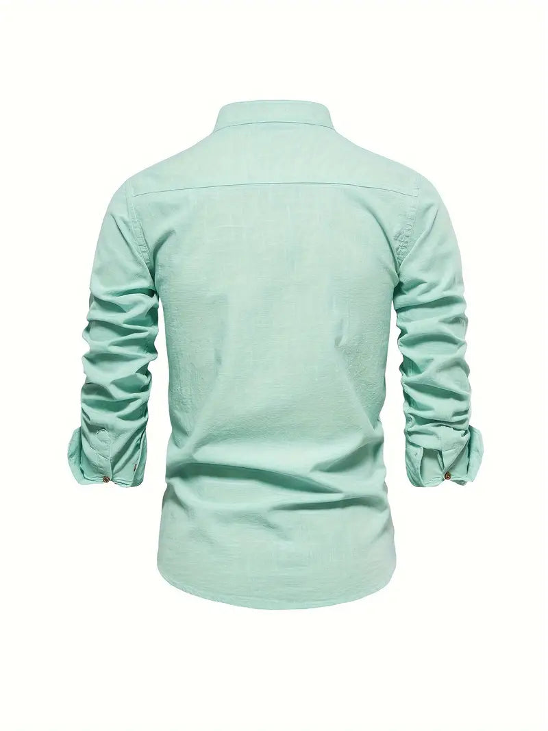 Men's Long Sleeve Stand Collar Casual Shirt