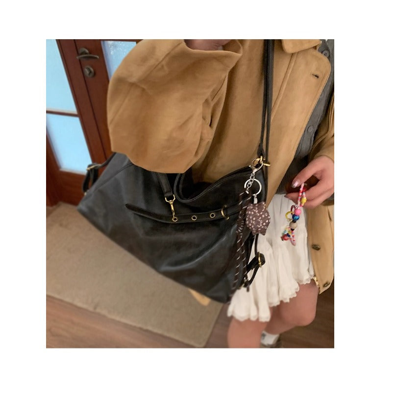 Faux Leather Shoulder Bag with Strap for Women - Chiara
