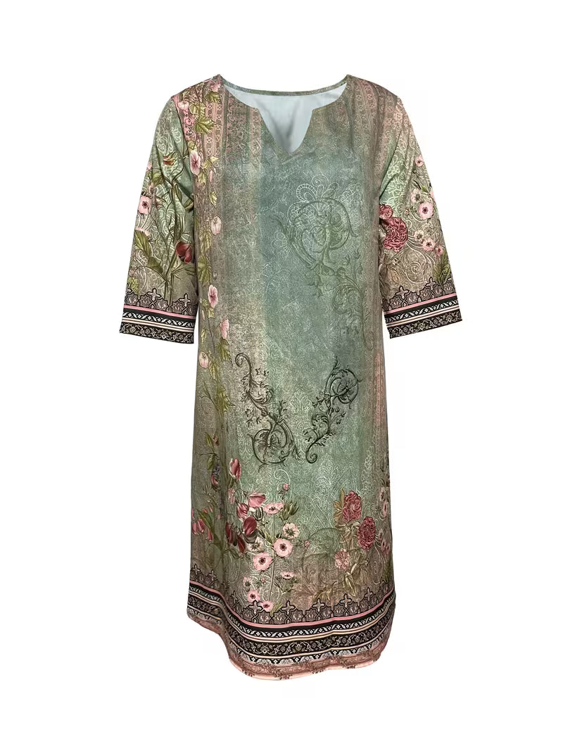 Women's Vintage V-Neck Mini Dress