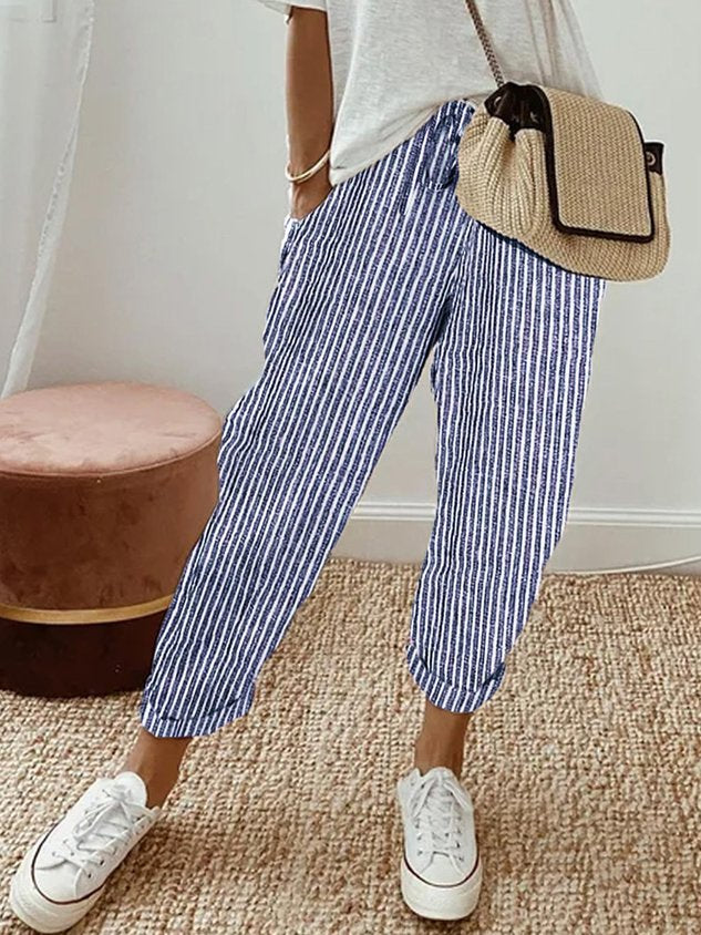 Women's Lightweight Linen Summer Pants with Drawstring