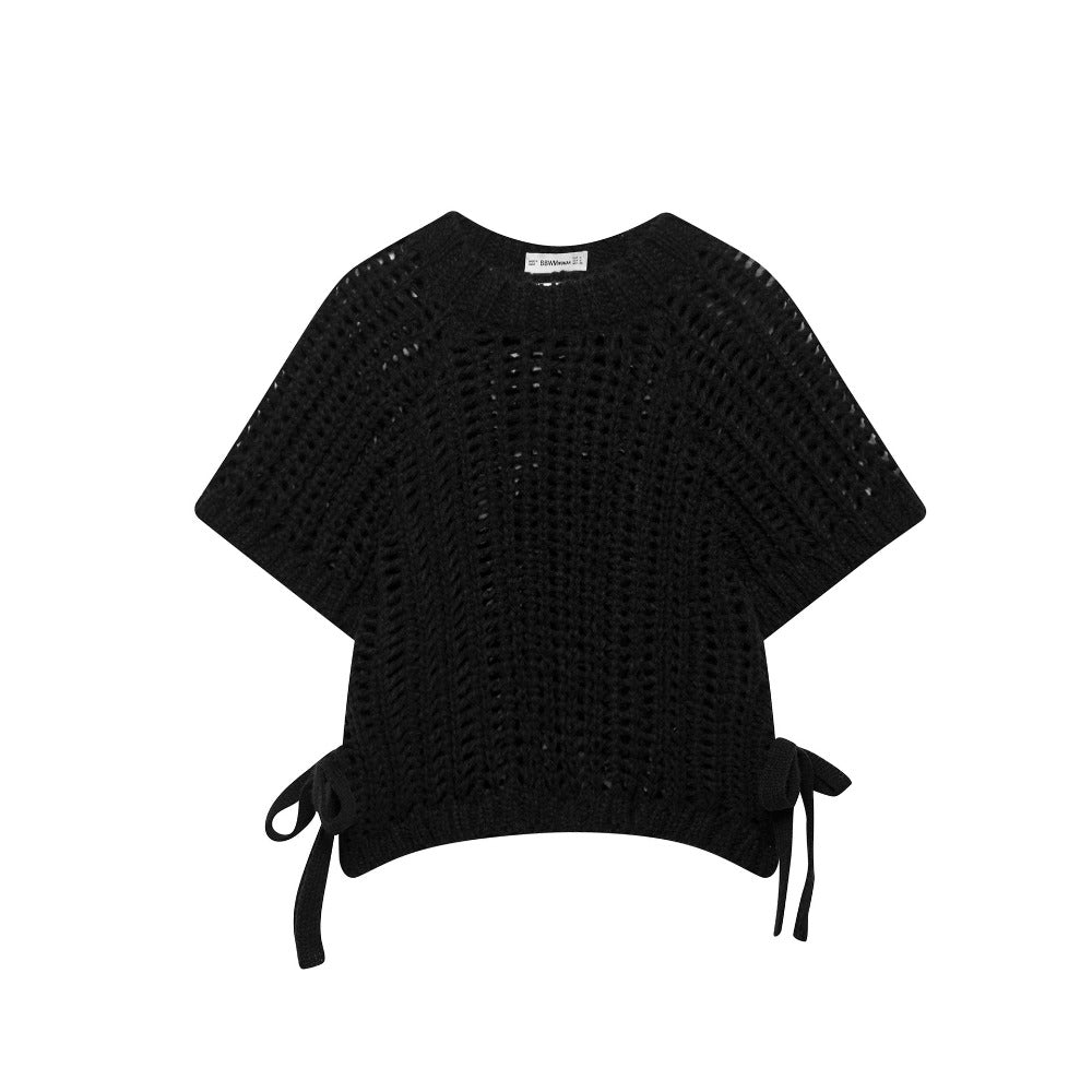Multi Color Crochet Knit Short Sleeve Top for Women - Ginevra