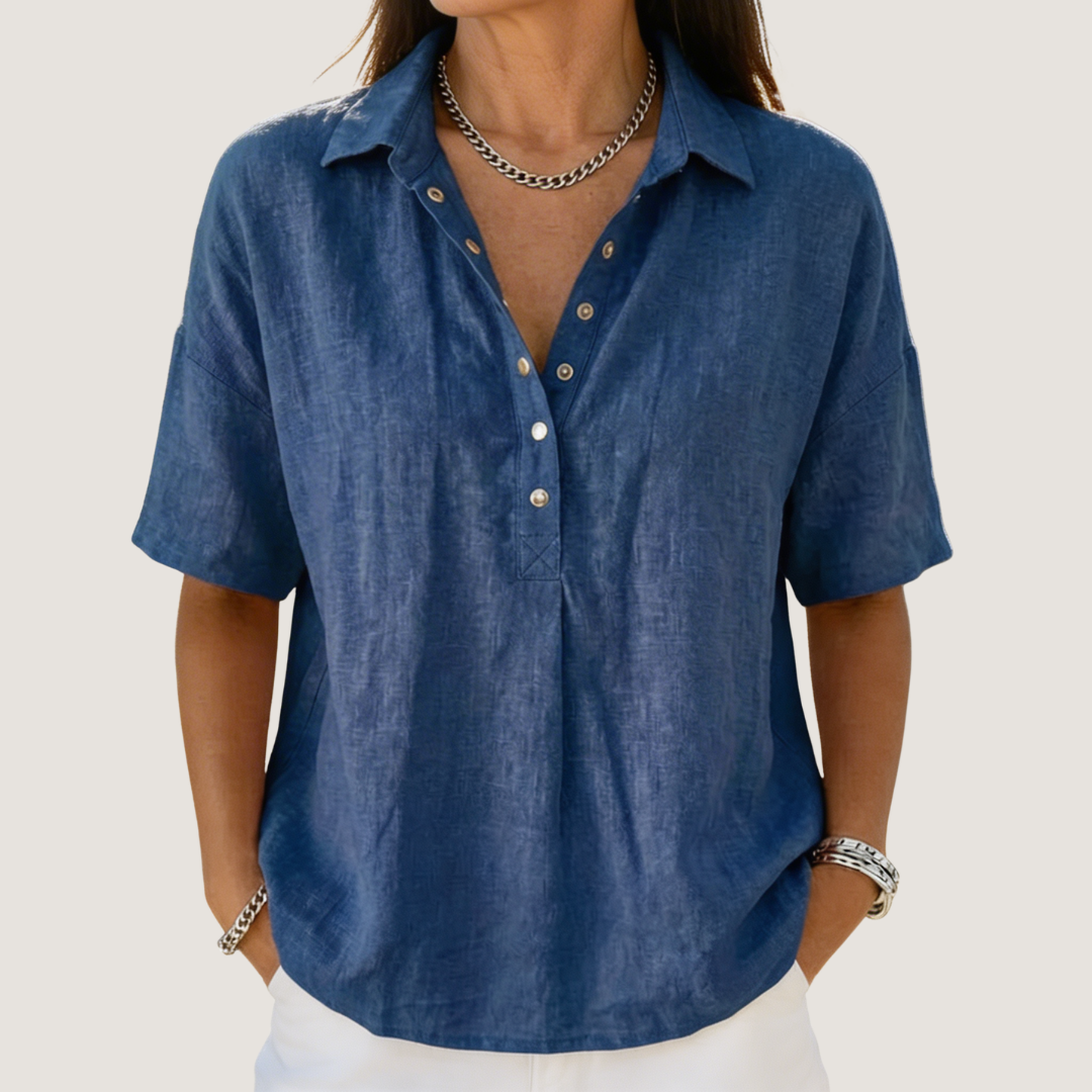 Women's Summer Button-Down Collar Blouse | Loose Fit