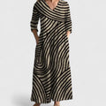 Women's Abstract Geometric Stripe Maxi Dress | V-Neck