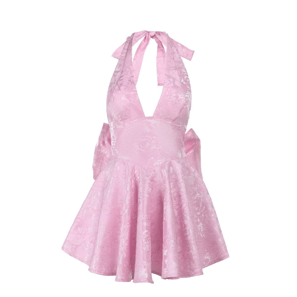 Halter Mini Dress with Flared Skirt for Women - Nives