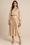 High Waist Midi Dress for Parties